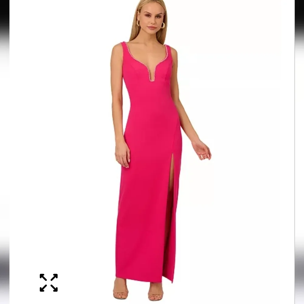 $275 Adrianna Papell Women Bead-Trim Sweetheart-Neck Sleeveless Gown Sz 12 Party - Picture 2 of 14